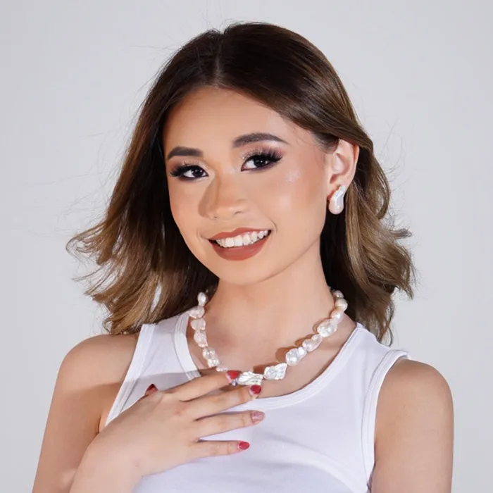 Pearly Lustre Earrings 18K Gold Elegant Baroque Pearl Earrings KE00025