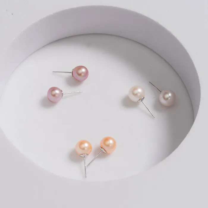 Pearly Lustre Earrings 18K Solid Gold Freshwater Pearl Necklace Earrings Set KS00017