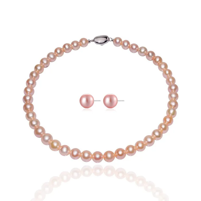 Pearly Lustre Earrings Elegant Pink Freshwater Pearl Set WS00065
