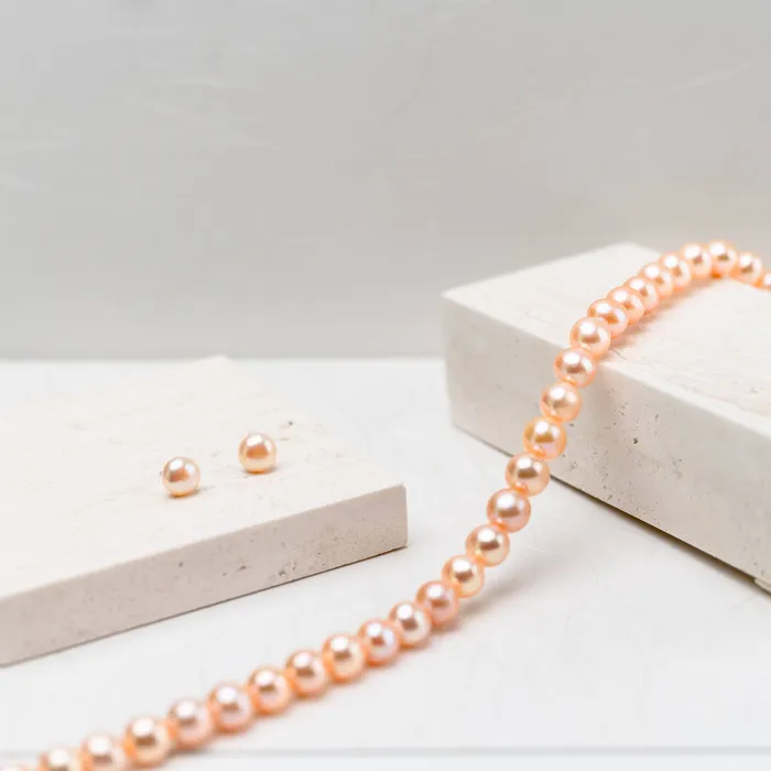 Pearly Lustre Earrings Elegant Pink Freshwater Pearl Set WS00065