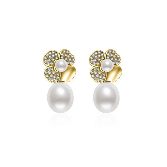 Pearly Lustre Earrings Top Grade Freshwater Pearl Earrings WE00644 GARDENS