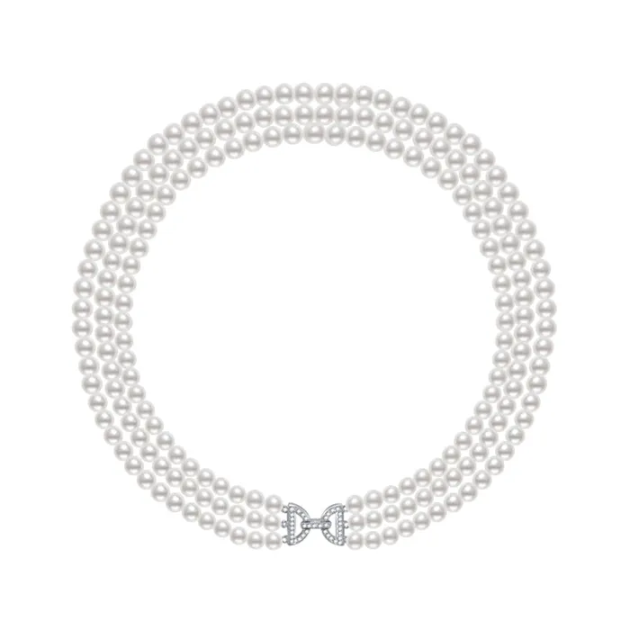 Pearly Lustre Necklaces Princess Length 3layer Freshwater Pearl Necklace WN00278
