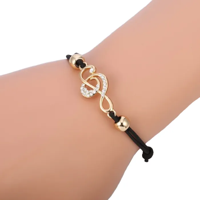 PengJin Stylish Store Bracelets Crystal Treble Clef Rope Bracelet
