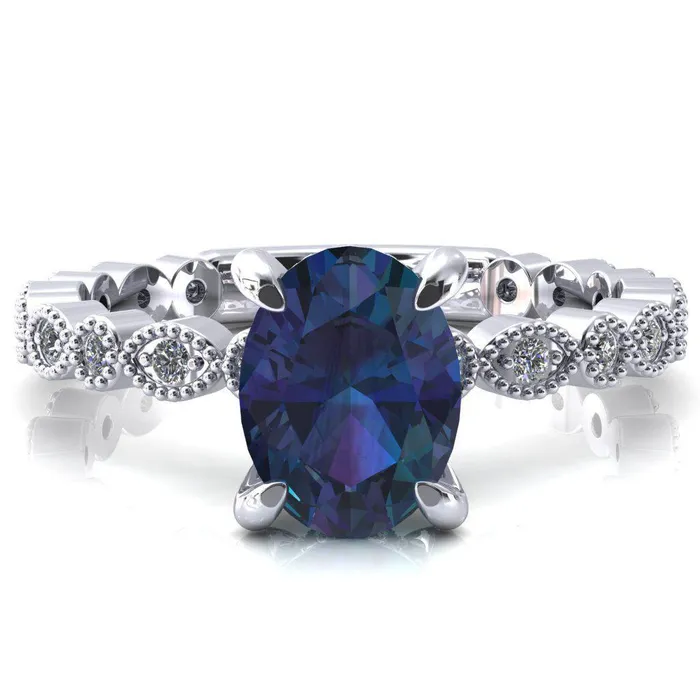 Polaris Oval Alexandrite 4 Claw Prong Diamond Halo Full Eternity Engagement Ring Fire Brilliance Rings Polaris Oval Alexandrite 4 Claw Prong Diamond Halo Full Eternity Engagement Ring Fire Brilliance Rings