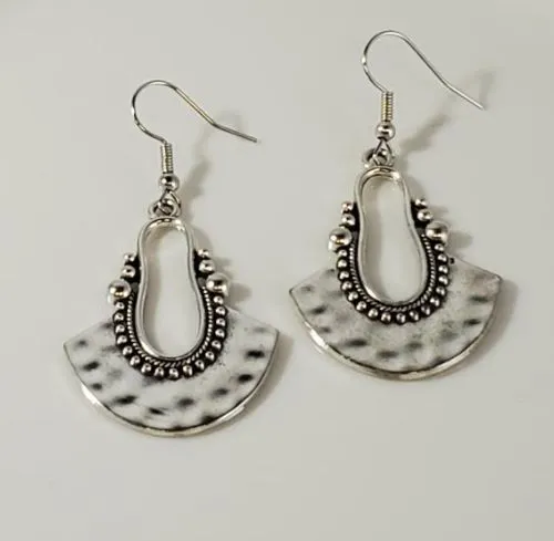 polly E616 Silver Irregular Shape Decorated Earrings Earrings