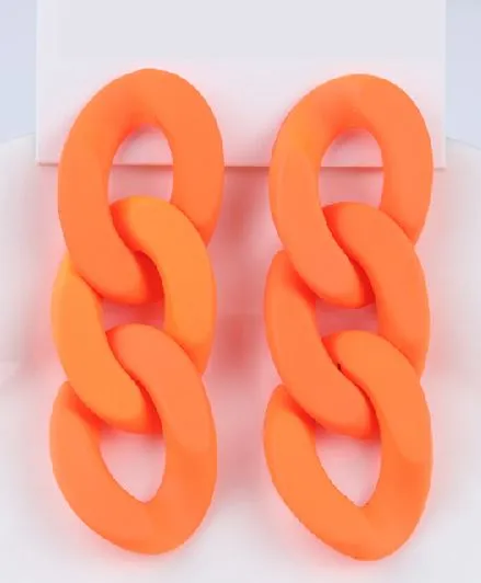 POLLY Earrings E1167 Fluorescent Orange Chain Link Earrings