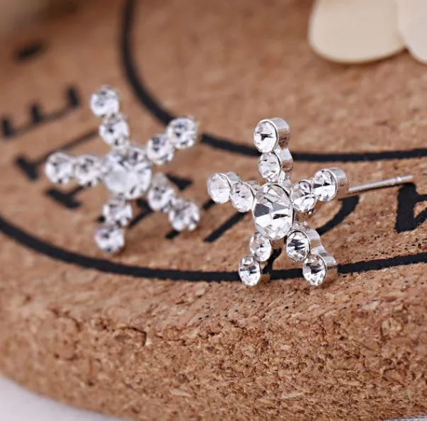 polly Earrings E1237 Silver Rhinestone Starburst Earrings