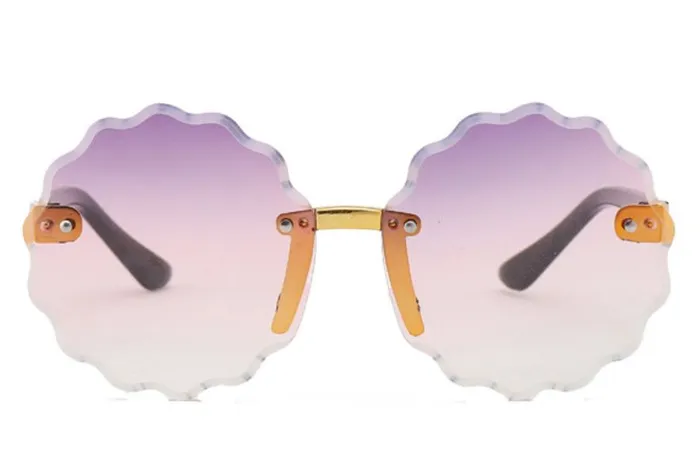 polly Earrings S453 Lavender Clear Flower Shape Lens Sunglasses