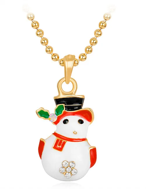 POLLY Necklaces Z142 Gold Snowman Necklace with FREE EARRINGS
