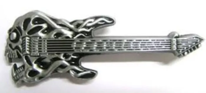 POLLY Rings BU128 Black Guitar Skull Belt Buckle
