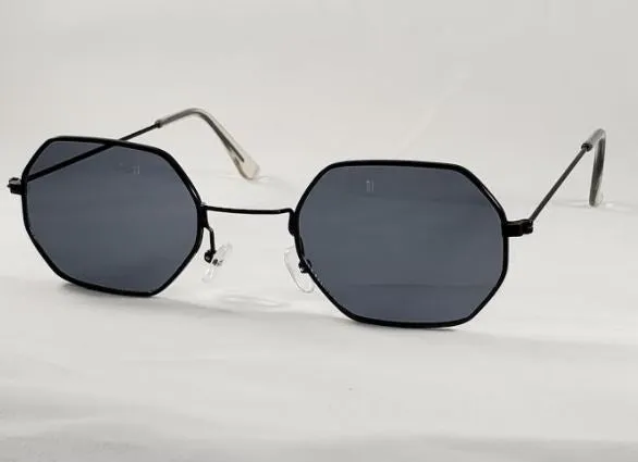 POLLY Rings S03 Black Metal Octagon Frame Sunglasses