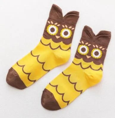 POLLY Rings SF724 Yellow Brown Owl Socks