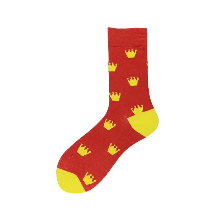 POLLY SF183 Golden Crown Red Crew Socks Rings