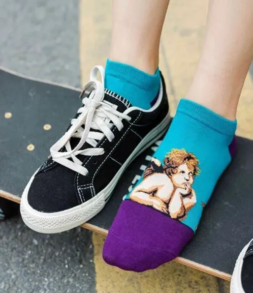 POLLY SF371 Turquoise Cupid Low Cut Socks Rings