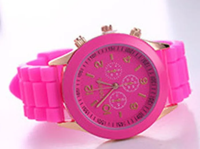 polly Watches W447 Hot Pink Silicone Collection Quartz Watch