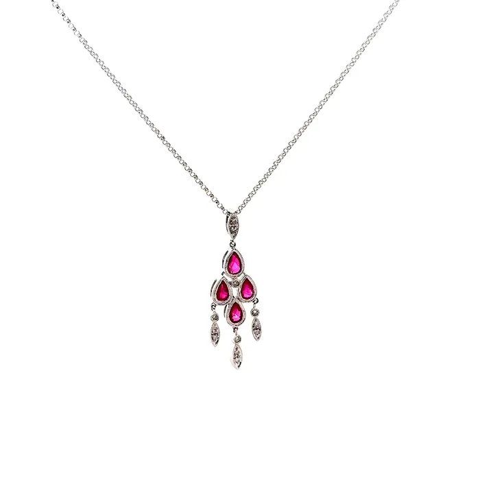 PreOwned Ruby and Diamond Chandelier Pendant Necklace STORE 5a Necklaces