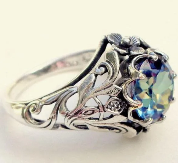R08 Silver Iridescent Gemstone Ring polly Rings