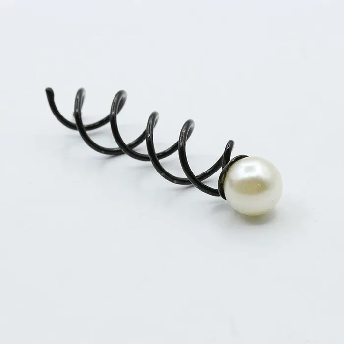 Rings 01 H671 Black Spiral Pearl Hair Pin