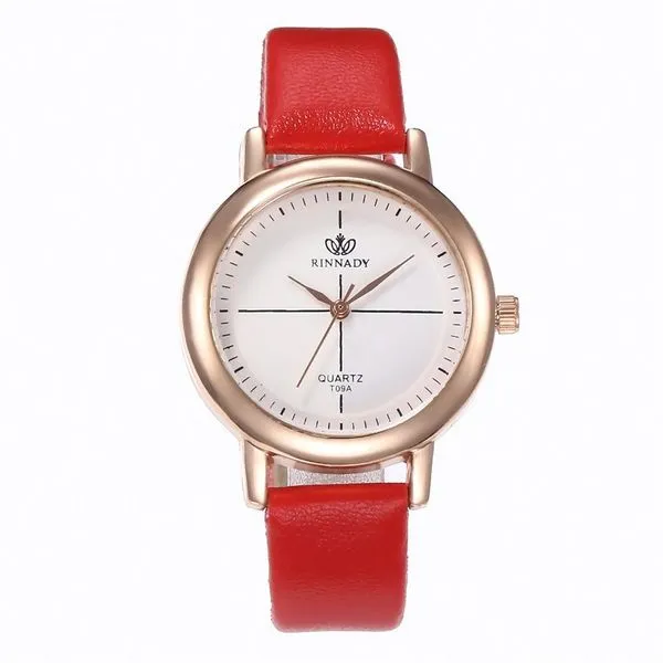 Rings 01 W235 Red Band Simple Quartz Watch