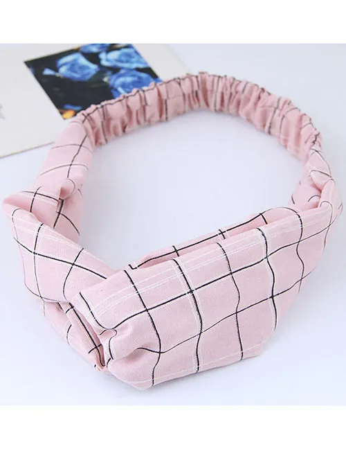 Rings 02 H362 Pale Pink Grid Pattern Head Band