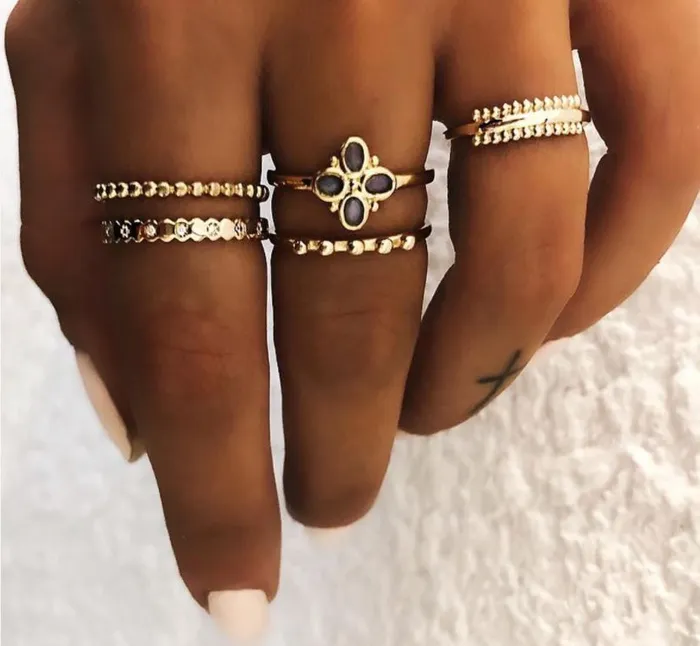 Rings 02 RS24 Gold Color 5 pc Ring Set