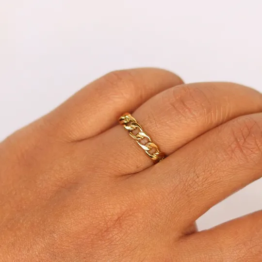 Rings 18K GoldFilled Dainty Cuban Link Ring Jewelvers Rings 18K GoldFilled Dainty Cuban Link Ring Jewelvers