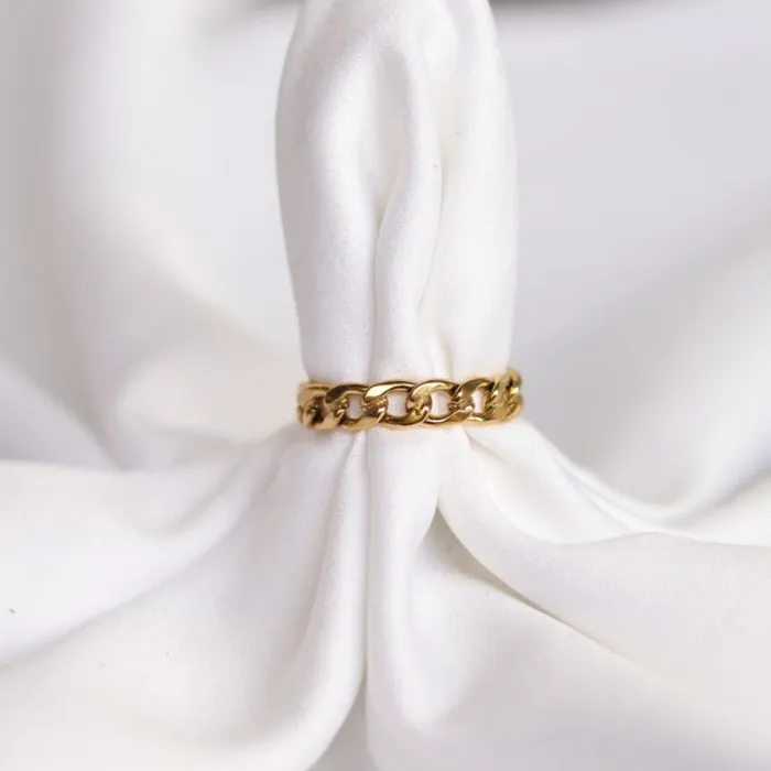 Rings 18K GoldFilled Dainty Cuban Link Ring Jewelvers Rings 18K GoldFilled Dainty Cuban Link Ring Jewelvers