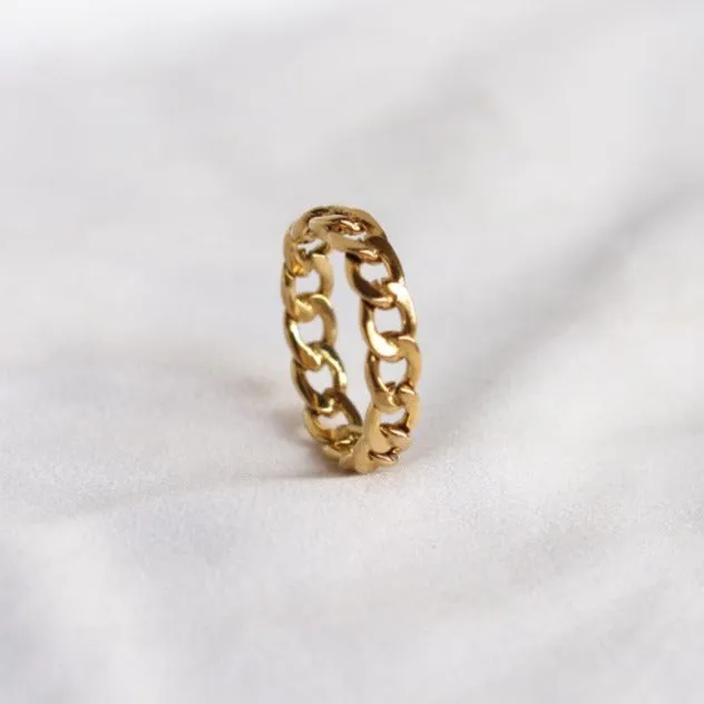 Rings 18K GoldFilled Dainty Cuban Link Ring Jewelvers Rings 18K GoldFilled Dainty Cuban Link Ring Jewelvers