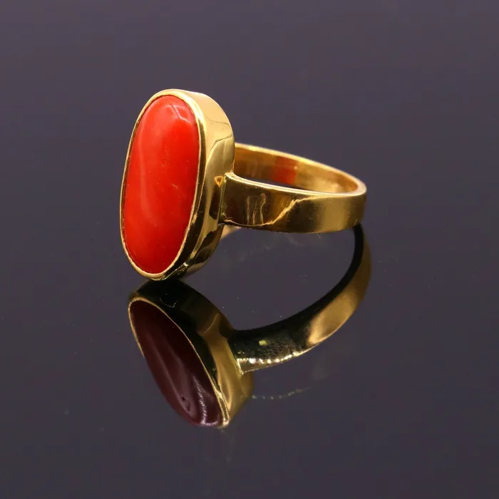 Rings 22karat yellow gold handmade real red coral stone unisex ring fabulous band from rajasthan india TRIBAL ORNAMENTS Rings 22karat yellow gold handmade real red coral stone unisex ring fabulous band from rajasthan india TRIBAL ORNAMENTS
