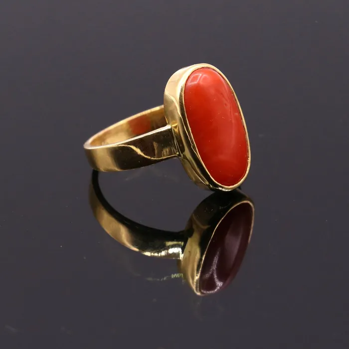 Rings 22karat yellow gold handmade real red coral stone unisex ring fabulous band from rajasthan india TRIBAL ORNAMENTS Rings 22karat yellow gold handmade real red coral stone unisex ring fabulous band from rajasthan india TRIBAL ORNAMENTS