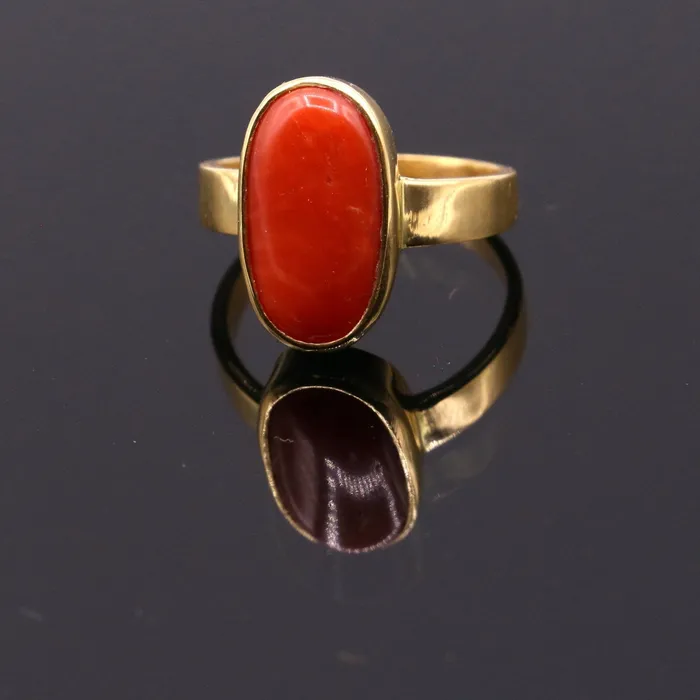 Rings 22karat yellow gold handmade real red coral stone unisex ring fabulous band from rajasthan india TRIBAL ORNAMENTS Rings 22karat yellow gold handmade real red coral stone unisex ring fabulous band from rajasthan india TRIBAL ORNAMENTS