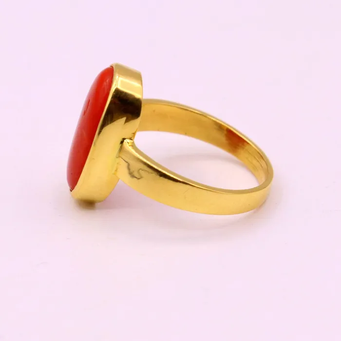 Rings 22karat yellow gold handmade real red coral stone unisex ring fabulous band from rajasthan india TRIBAL ORNAMENTS Rings 22karat yellow gold handmade real red coral stone unisex ring fabulous band from rajasthan india TRIBAL ORNAMENTS