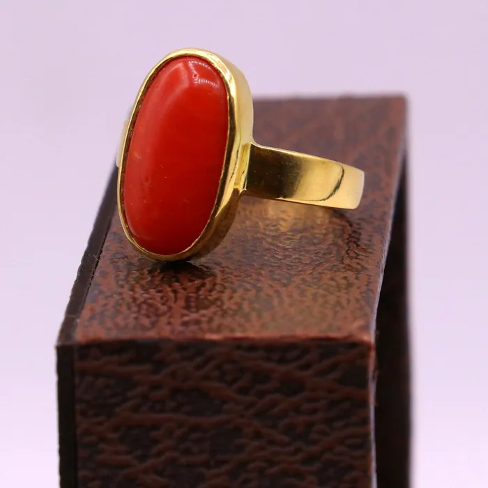 Rings 22karat yellow gold handmade real red coral stone unisex ring fabulous band from rajasthan india TRIBAL ORNAMENTS Rings 22karat yellow gold handmade real red coral stone unisex ring fabulous band from rajasthan india TRIBAL ORNAMENTS