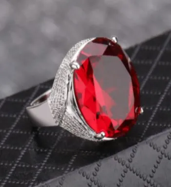 Rings alice R113 Silver Red Gemstone Ring