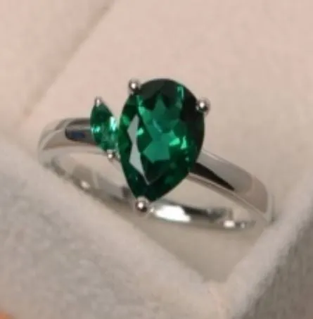 Rings alice R194 Silver Aqua Green Teardrop Gem Ring