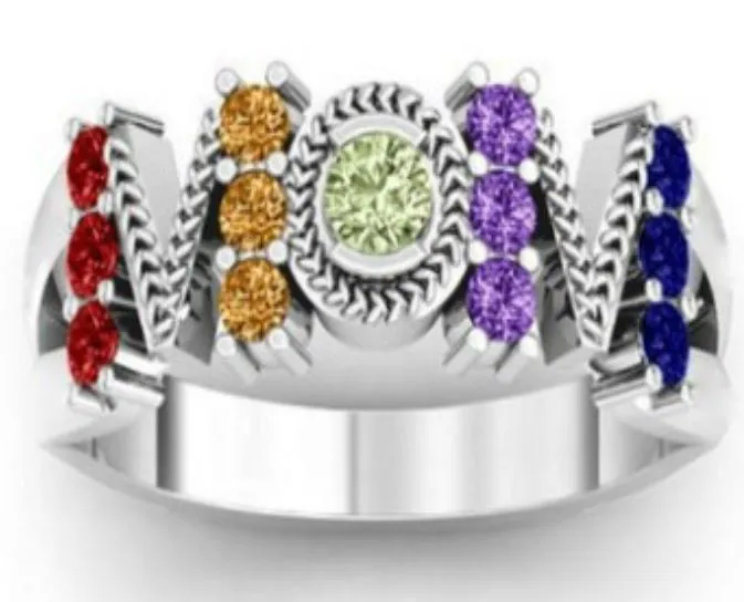 Rings alice R603 Silver Multi Color MOM Rhinestone Ring