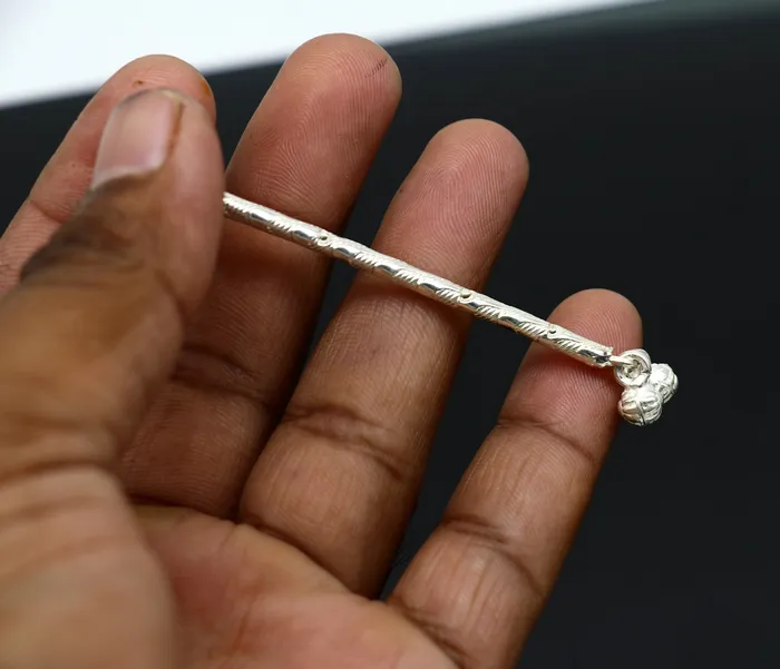 Rings Amazing design Solid sterling silver handmade idol krishna flute silver bansuri laddu gopala flute little krishna flute puja art su357 TRIBAL ORNAMENTS