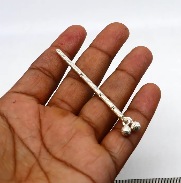 Rings Amazing design Solid sterling silver handmade idol krishna flute silver bansuri laddu gopala flute little krishna flute puja art su357 TRIBAL ORNAMENTS