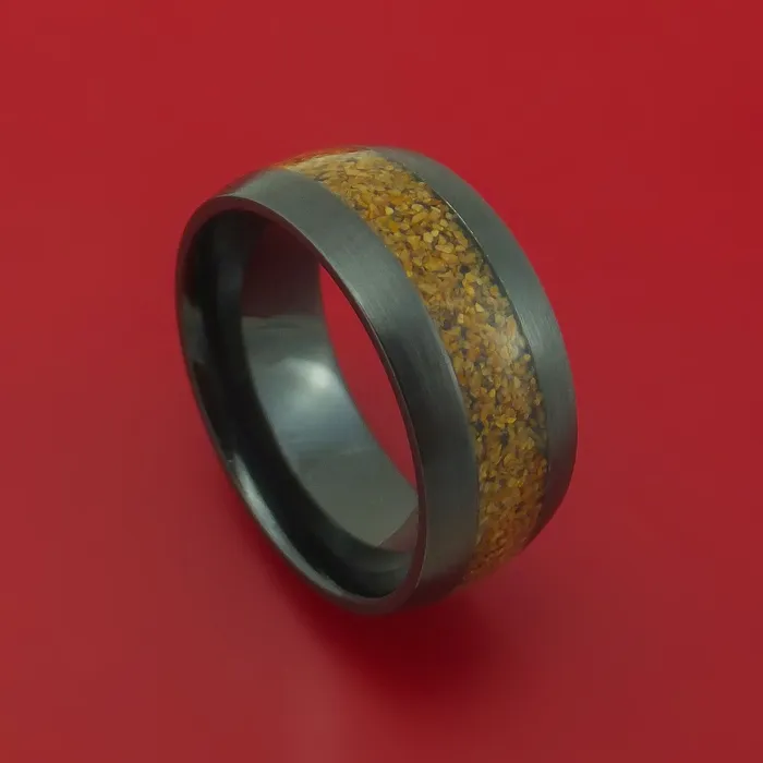 Rings Black Zirconium Ring with Dinosaur Bone Inlay Custom Made Band Lashbrook Rings Black Zirconium Ring with Dinosaur Bone Inlay Custom Made Band Lashbrook