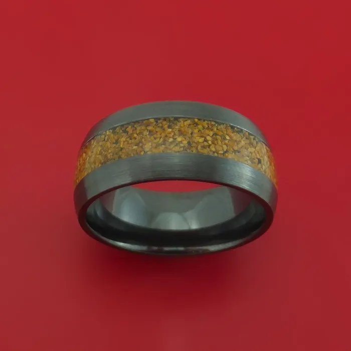 Rings Black Zirconium Ring with Dinosaur Bone Inlay Custom Made Band Lashbrook Rings Black Zirconium Ring with Dinosaur Bone Inlay Custom Made Band Lashbrook