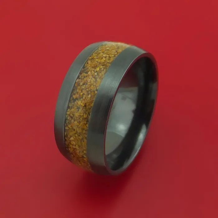Rings Black Zirconium Ring with Dinosaur Bone Inlay Custom Made Band Lashbrook Rings Black Zirconium Ring with Dinosaur Bone Inlay Custom Made Band Lashbrook