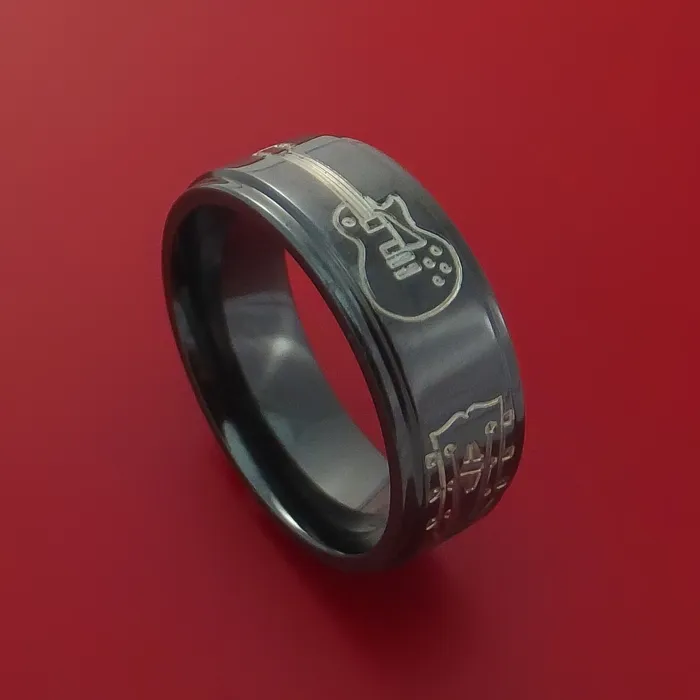 Rings Black Zirconium with Guitars Design Musicians Custom Ring Lashbrook