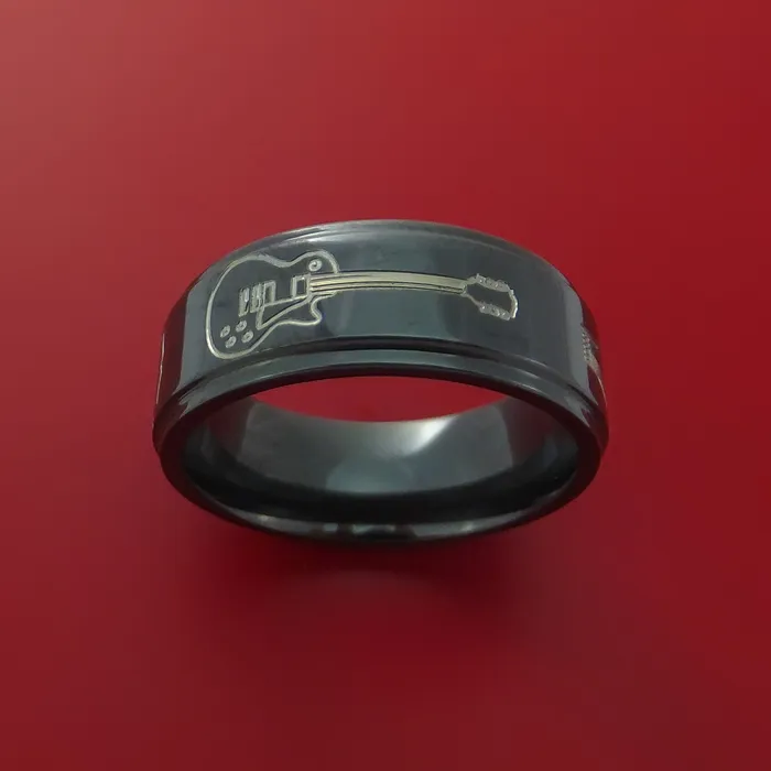 Rings Black Zirconium with Guitars Design Musicians Custom Ring Lashbrook