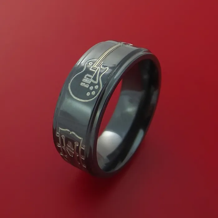 Rings Black Zirconium with Guitars Design Musicians Custom Ring Lashbrook