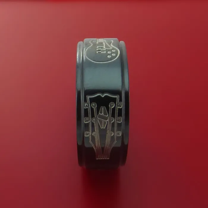 Rings Black Zirconium with Guitars Design Musicians Custom Ring Lashbrook