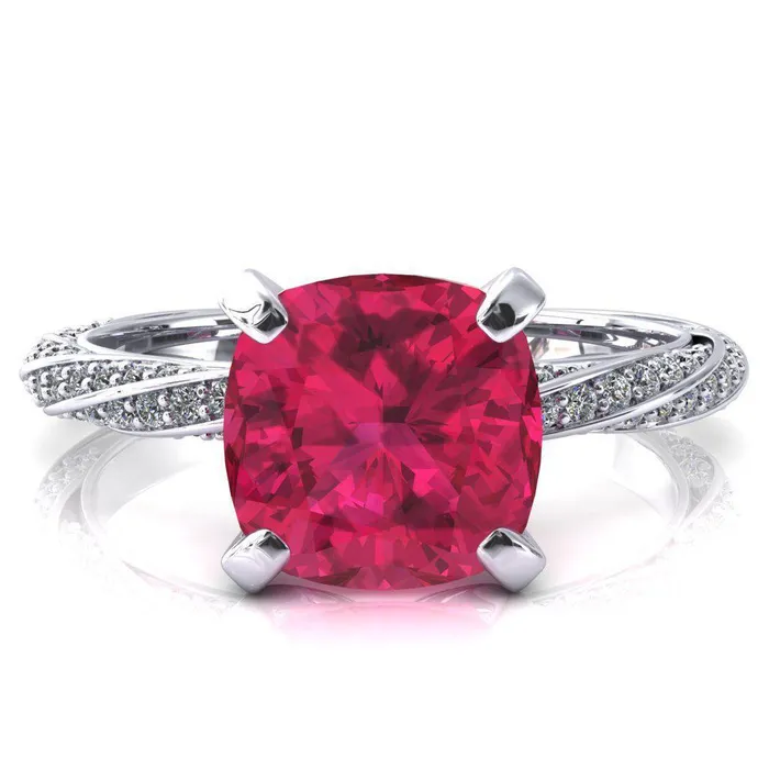 Rings Elysia Cushion Ruby 4 Prong 34 Eternity Diamond Accent Ring Fire Brilliance Rings Elysia Cushion Ruby 4 Prong 34 Eternity Diamond Accent Ring Fire Brilliance