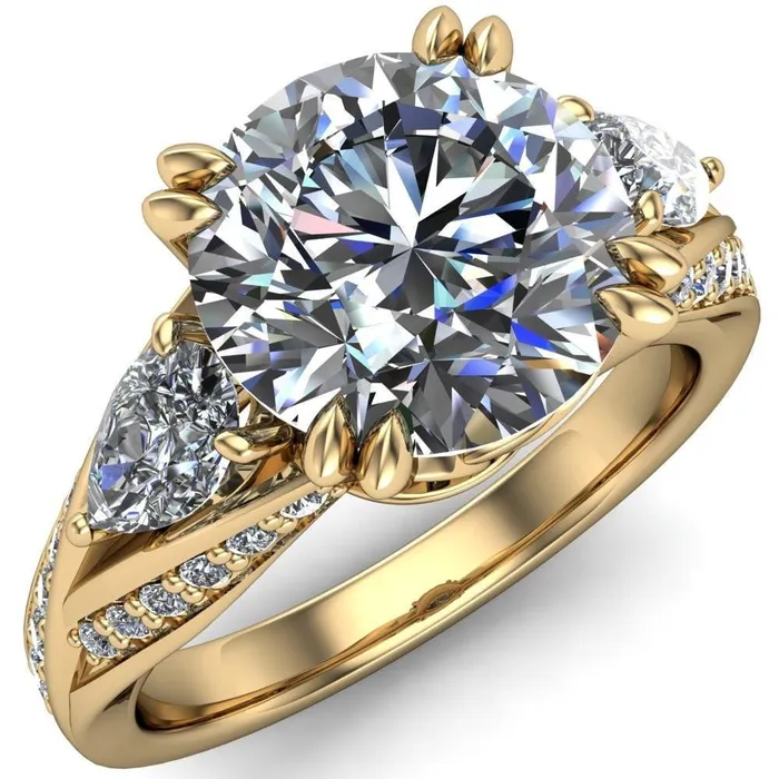 Rings Fire Brilliance Aggie Round Center Stone Diamond Tulip Pear Side Engagement Ring