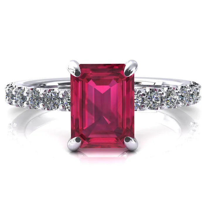 Rings Fire Brilliance Alessi Emerald Ruby 4 Claw Prong 34 Micro Pave Engagement Ring Rings Fire Brilliance Alessi Emerald Ruby 4 Claw Prong 34 Micro Pave Engagement Ring