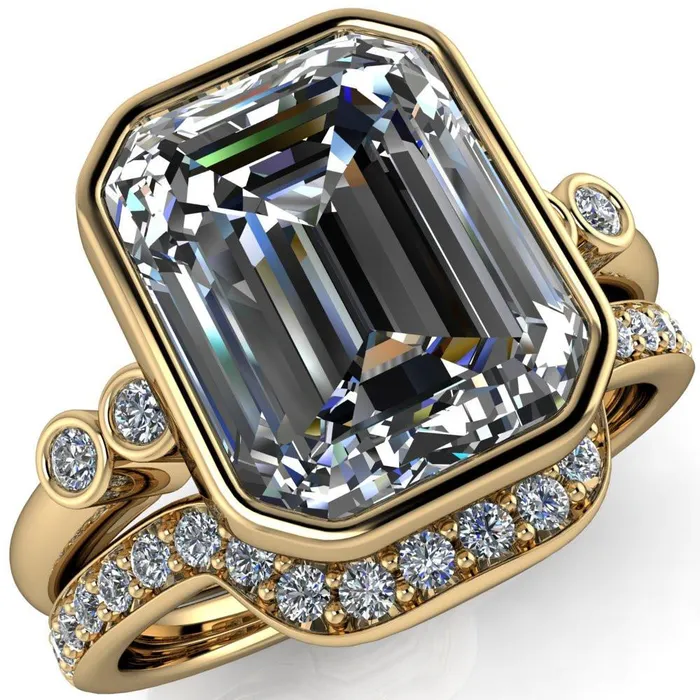 Rings Fire Brilliance Amelie Emerald Center Stone Full Bezel Engagement Ring Rings Fire Brilliance Amelie Emerald Center Stone Full Bezel Engagement Ring