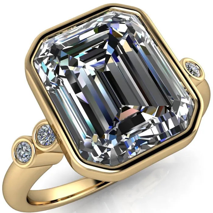 Rings Fire Brilliance Amelie Emerald Center Stone Full Bezel Engagement Ring
